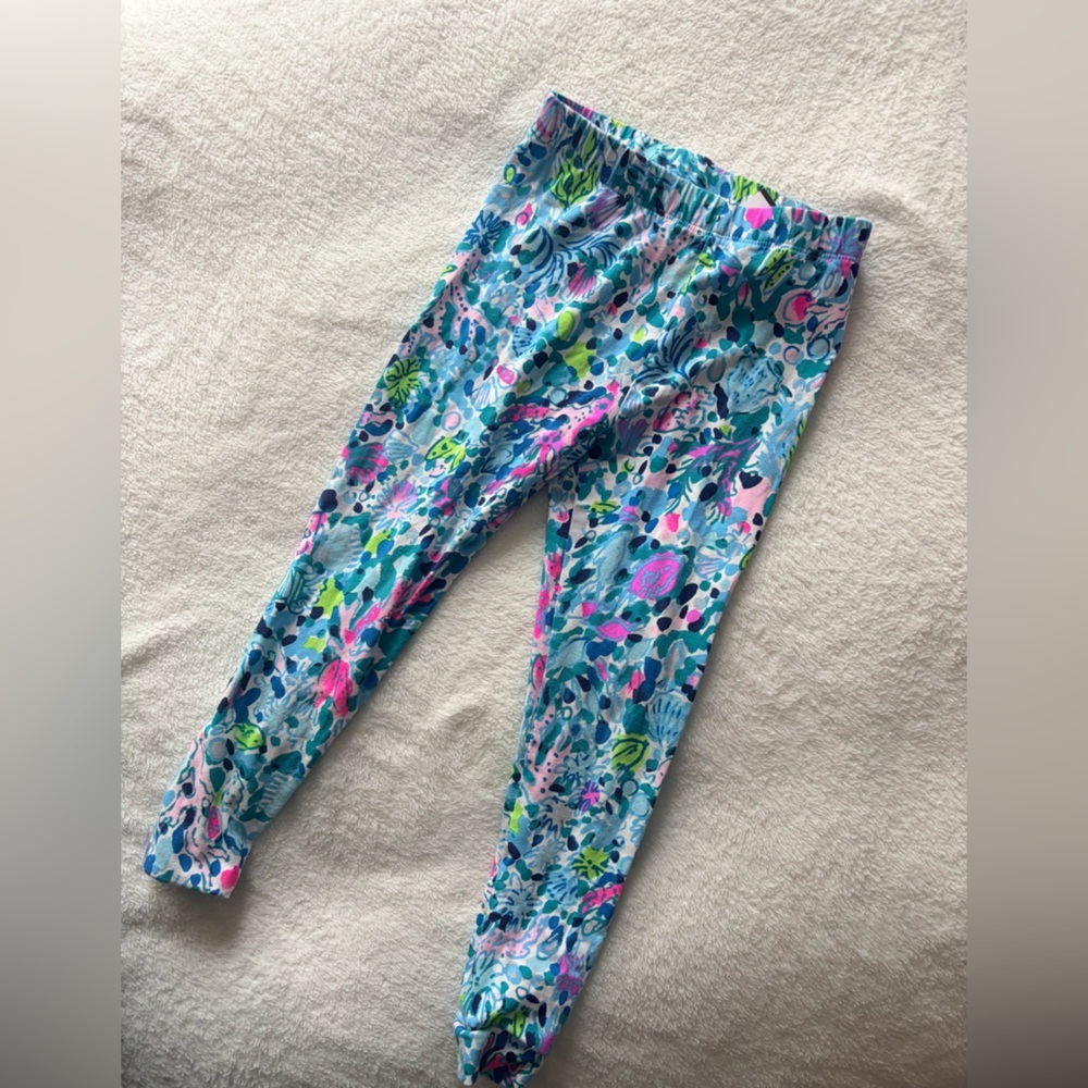 Lilly Pulitzer Vibrant Blue and Pink Kids Leggings - Picture 2 of 4